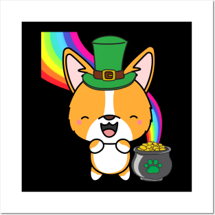 Funny corgi celebrates st patricks day Posters and Art